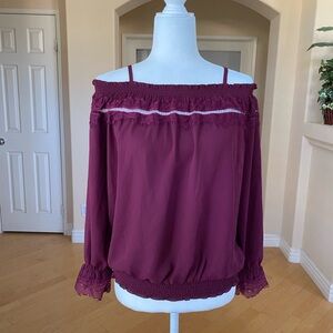 BCX Burgundy Off-Shoulder Blouse